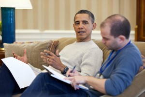 Barack Obama works on a speech with Ben Rhodes, Deputy National Security Advisor for Strategic Communications. Photo: Pete Souza/White House