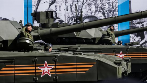Russia's new Armata T-14 tanks rolled through Red Square in Moscow on Saturday as part of the observance of the 70th anniversary of the Allied victory over Nazi Germany. (Alexander Aksakov / Getty Images)