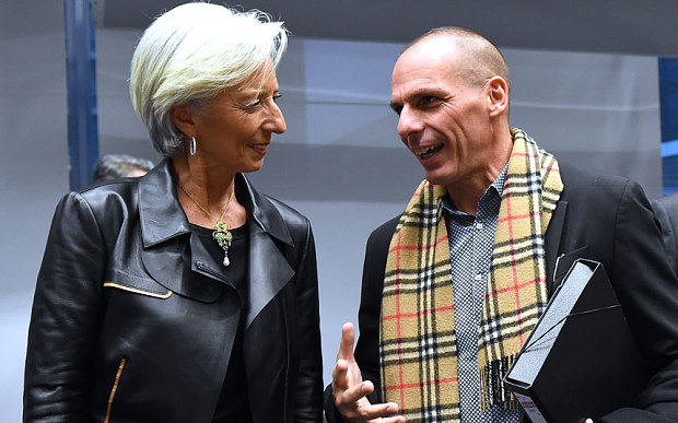IMF director Christine Lagarde and Greek finance minister Yanis Varoufakis in happier days (AFP)