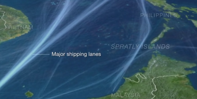 Major shipping lanes in the South China Seas