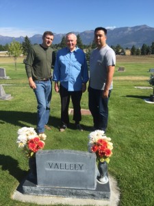 James O'Keefe and James "Sarge" Olsen visit the grave of Paul Vallely's son Scott. The Major General is in the middle, with James on the left and "Sarge" on the right.