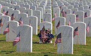 Flags are placed in the Alabama National Cemetery, Saturday, May 25, 2013 in Montevallo, Ala. Groups ranging from Boy Scouts to the Blue Star Salute Foundation placed about 2100 flags in a little over an hour at the cemetery that will host a Memorial Day program at 9 a.m. Monday morning. (AP Photo/AL.com, Frank Couch) MAGS OUT