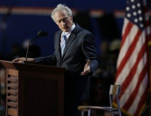 FOR USE AS DESIRED, YEAR END PHOTOS - FILE - In this Aug. 30,, 2012 file photo, actor and director Clint Eastwood speaks to an empty chair while addressing delegates during the Republican National Convention in Tampa, Fla. (AP Photo/Lynne Sladky, File)