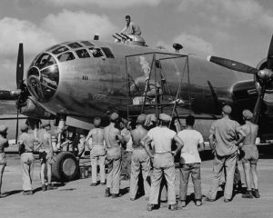 A sq nose art being painted on saipan