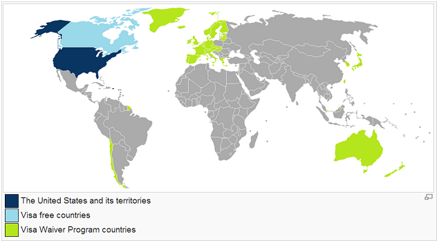Visa Waver Countries Map