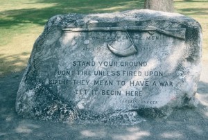 On Lexington Green, the immortal words of Militia Captain John Parker are forever etched into this monument to April 19, 1775, the day our revolution began.