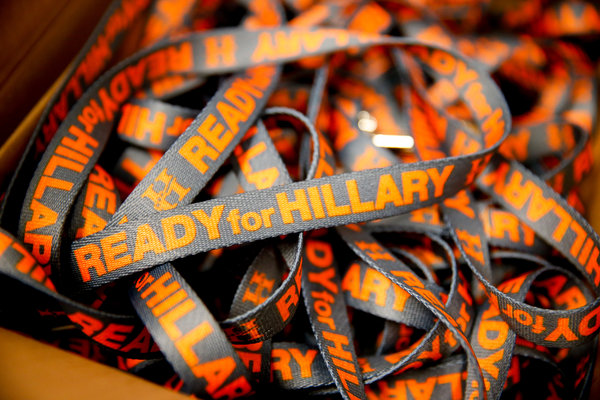 Dog leashes in support of a new Hillary Clinton campaign for the presidency. Credit Andrew Harnik/Associated Press