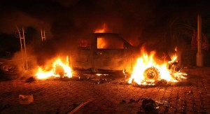 benghazi car burning